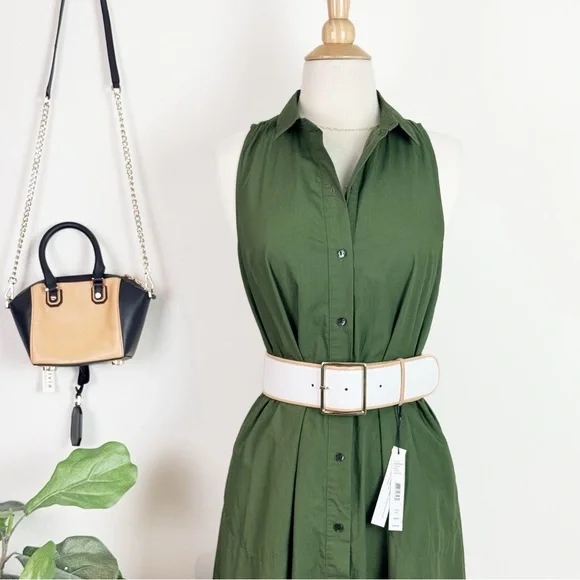 💋Anthropologie Maeve Paola flounce Olive Green Midi Dress - Picture 8 of 11